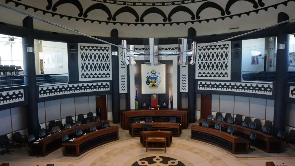 Inside the Solomon Islands parliamentary chambers.