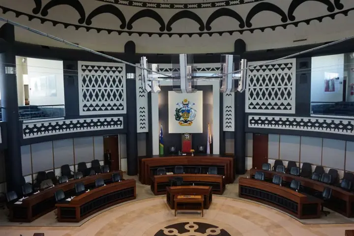 Inside the Solomon Islands parliamentary chambers.