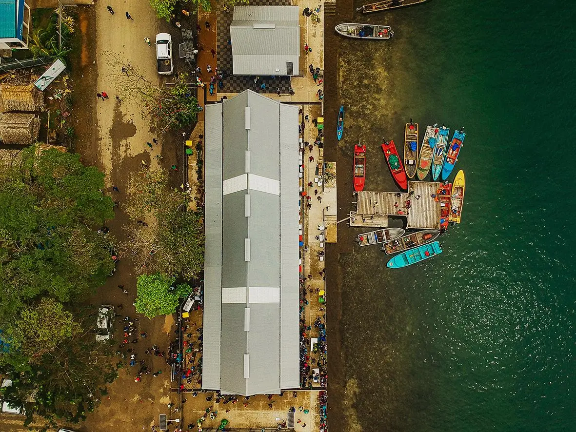 A birds eye view of the newly built Gizo market in the Western province.