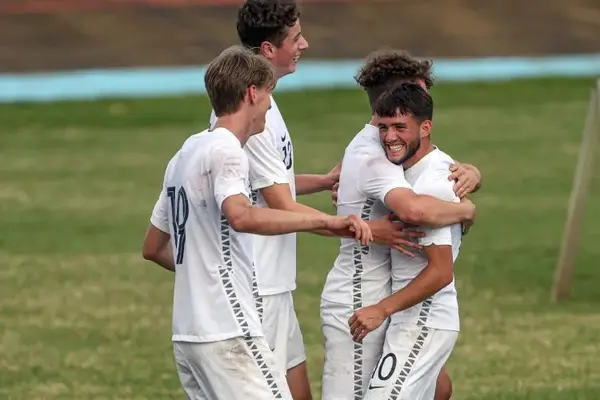New Zealand celebrate scoring against the Solomon Islands at the OFC U-19 Championship 2022.