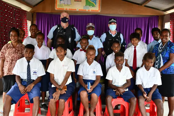 Officers from the Royal Solomon Islands Police Force (RSIPF) National Crime Prevention Department (NCPD) supported by members of the Australian Federal Police working as part of the Solomons’ International Assistance Force (SIAF), visited and held an awareness talk for students and teachers of HCA.