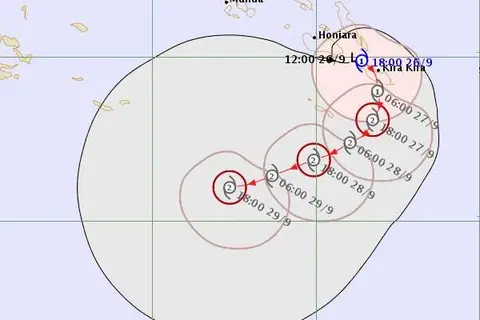 Cyclone Liua was forecast to pass close to Solomon Islands before veering out to sea as it intensified. While weak, it is well before the usual cyclone season.