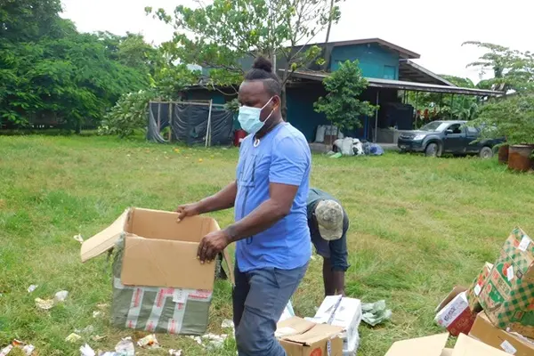 BSI officers during a destruction operation. At the background is the Biosecurity incinerator house built on the land that has now been sold by HCC.