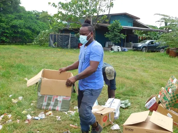 BSI officers during a destruction operation. At the background is the Biosecurity incinerator house built on the land that has now been sold by HCC.