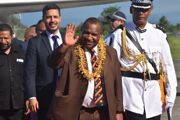 The Prime Minister of Papua New Guinea (PNG) James Marape on arrival in Honiara this afternoon.