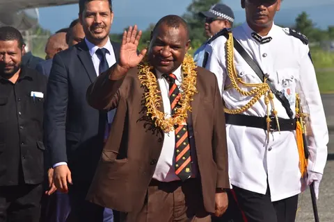 The Prime Minister of Papua New Guinea (PNG) James Marape on arrival in Honiara this afternoon.