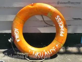 The life buoy from the tragedy-stricken MV Princess Ashika was found floating in Fijian waters.