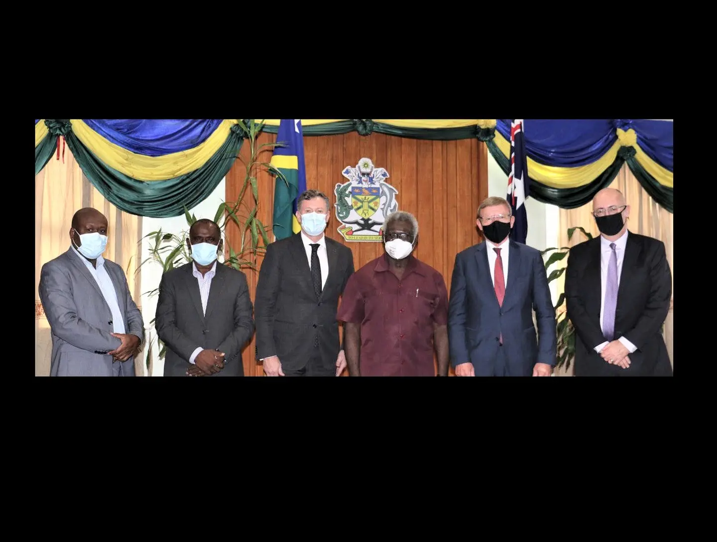 PM, Foreign Affairs Minister, Police Minister with Special envoy and Australian High Commissioner to Solomon Islands.