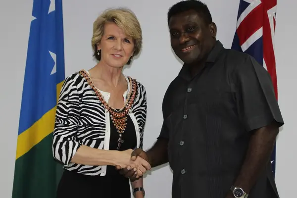Australia’s Foreign Minister, Julie Bishop together with the Solomon Islands Prime Minister, Hon. Gordon Darcy Lilo.