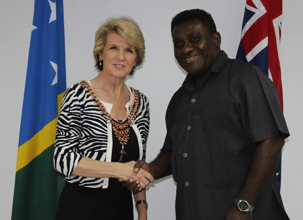 Australia’s Foreign Minister, Julie Bishop together with the Solomon Islands Prime Minister, Hon. Gordon Darcy Lilo.