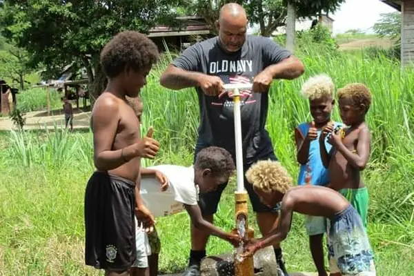 Central Honiara Constituency funded water supply (borehole) project at Yellow Bamboo Community at New Zealand Camp.