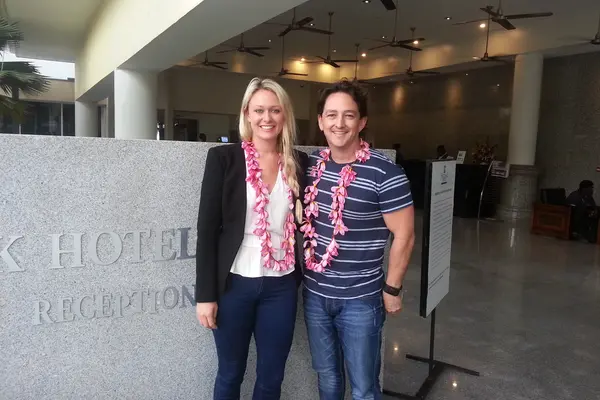 The National Geographic reconnaissance team at the Heritage Park Hotel, Katelyn Woolley (on left) and Matt McCarthy