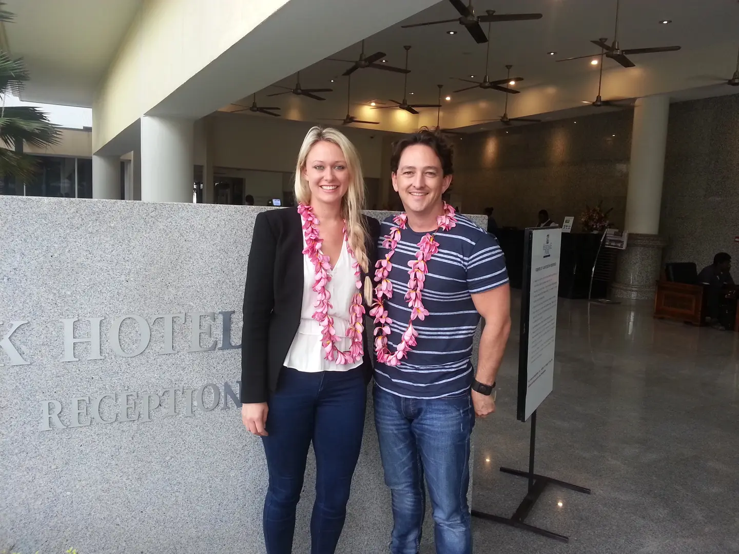 The National Geographic reconnaissance team at the Heritage Park Hotel, Katelyn Woolley (on left) and Matt McCarthy