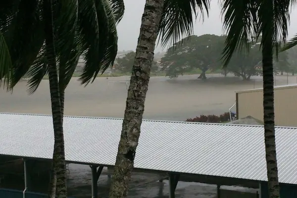 Floods have reached the Maranatha Hall, close to the lungga river area.