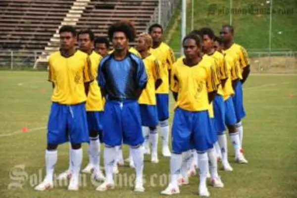 Afio futsal team at the opening ceremony yesterday.