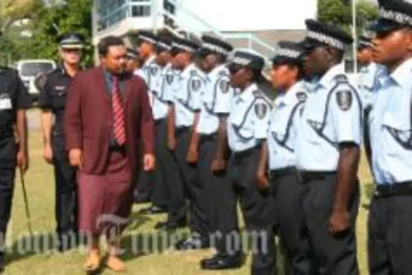 The new recruits, inspected by Honiara City Mayor.