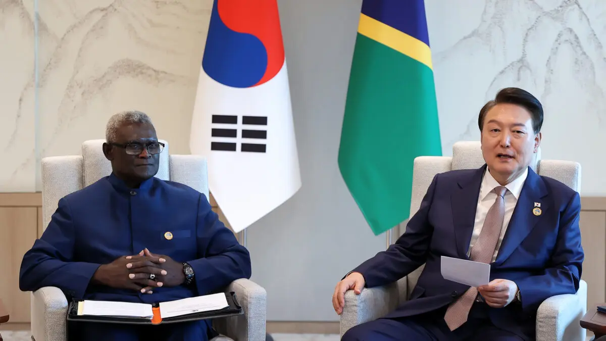 Solomon Islands Prime Minister, Hon. Sogavare and President HE Yoon Suk Yeol during their bilateral in the Republic of Korea.
