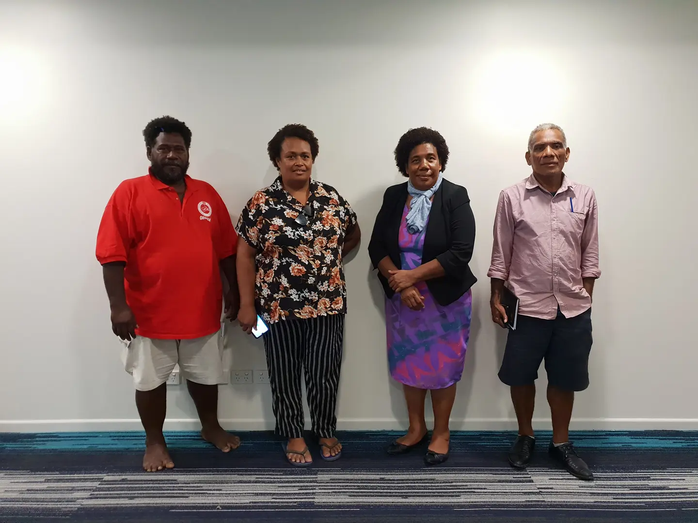CBS Fund interim-committee members after their appointment during the consultation. From left-right, Ishmael Raji, Irene Vouza, Dr Patricia Rodie, and MPA for Ward 9, Malango, Hon. Keith Amosaea.