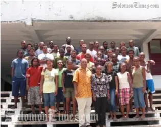 Solomon Islands representative to Cuba, Ambassador Collin Beck with students in Cuba.