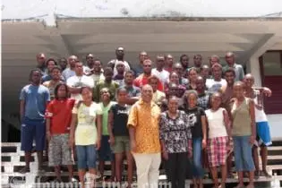 Solomon Islands representative to Cuba, Ambassador Collin Beck with students in Cuba.