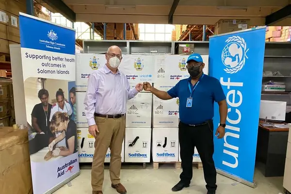 The delivery of the Pfizer vaccines was made possible by the partnership and collaboration between Australia, UNICEF and the Ministry of Health and Medical Services.
