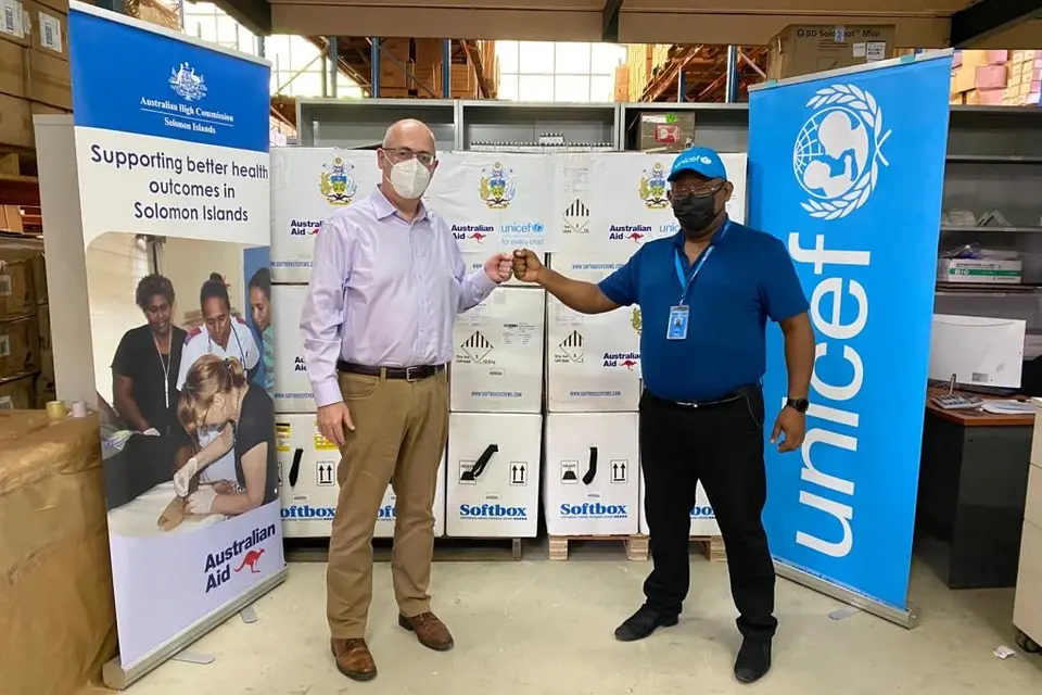 The delivery of the Pfizer vaccines was made possible by the partnership and collaboration between Australia, UNICEF and the Ministry of Health and Medical Services.