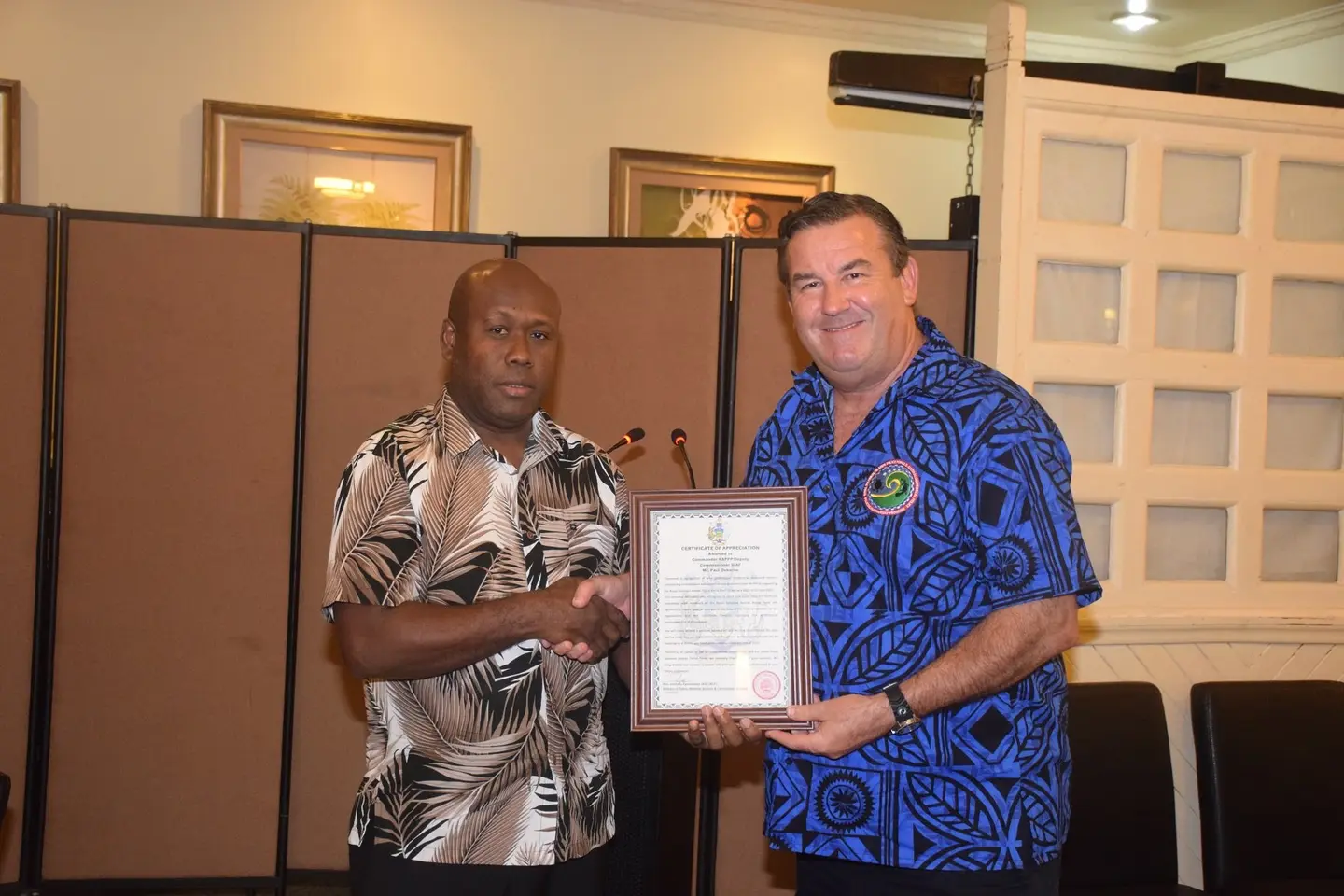 Police Minister acknowledges the role played by Mr. Osborne as leader of both the RAPPP program and Deputy Commissioner under the Solomon International Assistance Force (SIAF) program.
