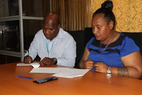 Event Manager Ms. Joyce Konofilia and Solomon Ports Finance manager Mr. George Rausi.