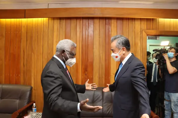 China's Foreign Minister meets with the Prime Minister during his recent visit to the Solomon Islands.