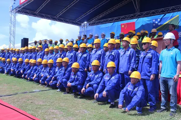 The national stadium workforce during the ground breaking ceremony held recently.