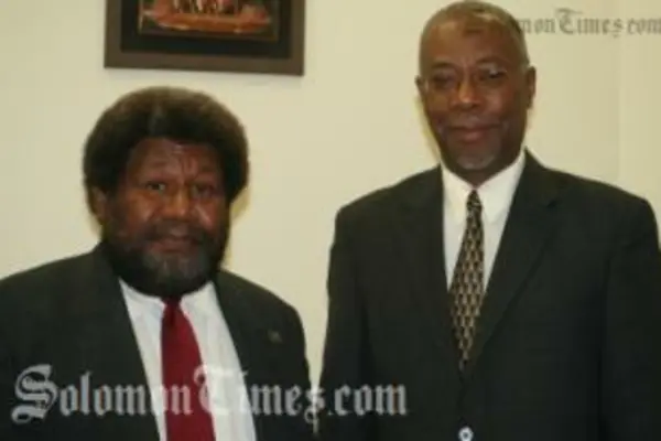 The Hon. William Haomae with the Deputy Secretary General of the Commonwealth Mr Ransford Smith.