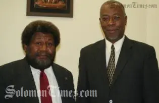 The Hon. William Haomae with the Deputy Secretary General of the Commonwealth Mr Ransford Smith.