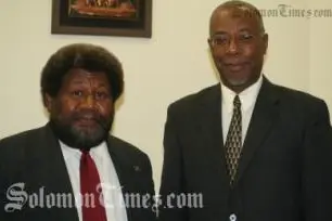 The Hon. William Haomae with the Deputy Secretary General of the Commonwealth Mr Ransford Smith.