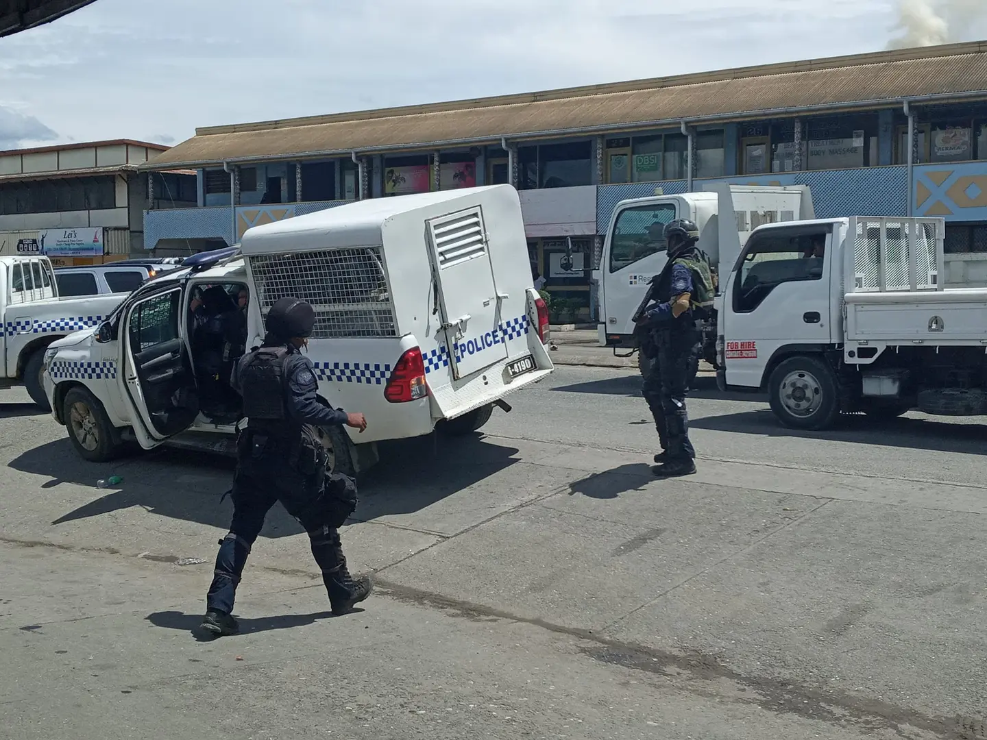 The rapid response team secure the point cruz area.