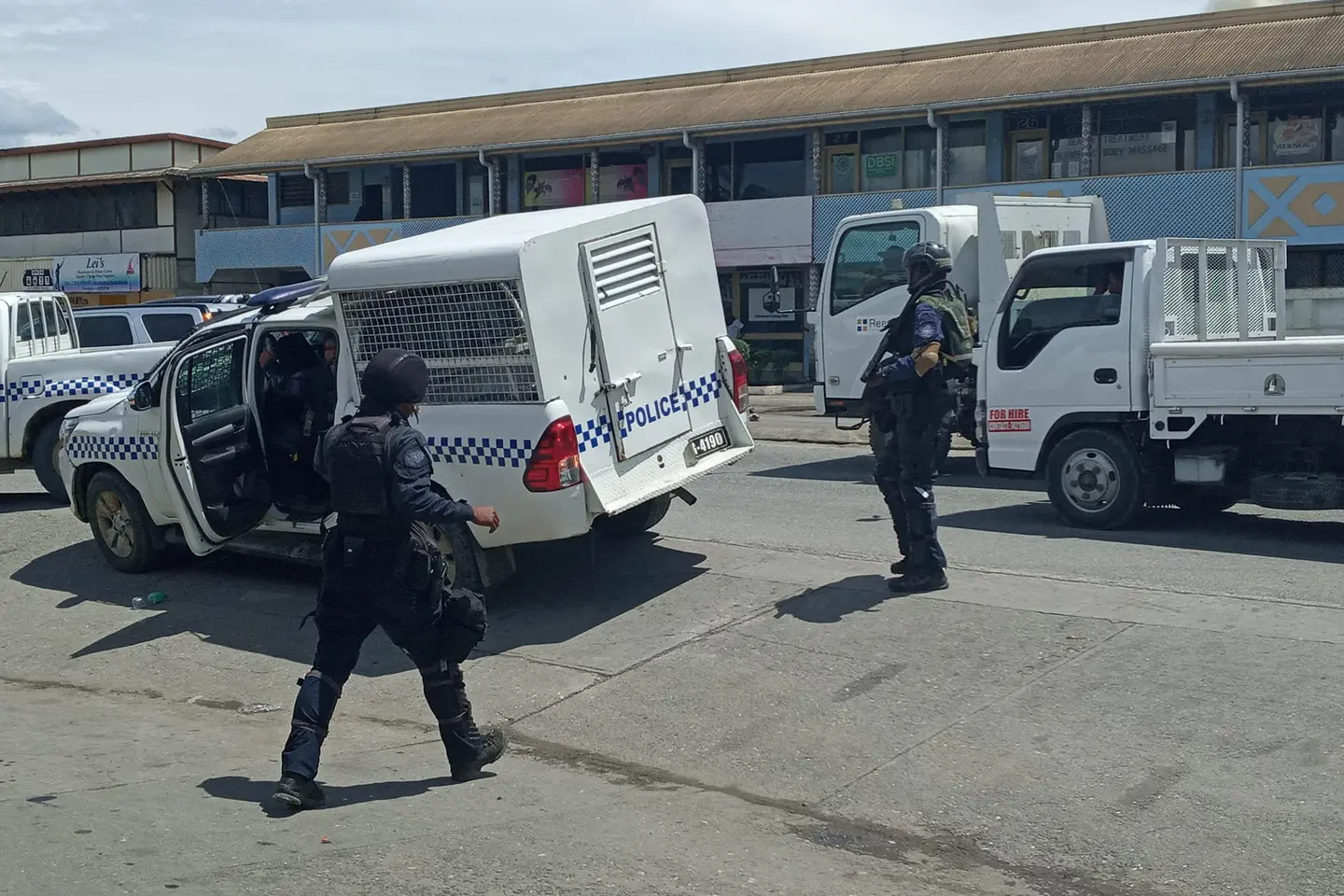 The rapid response team secure the point cruz area.