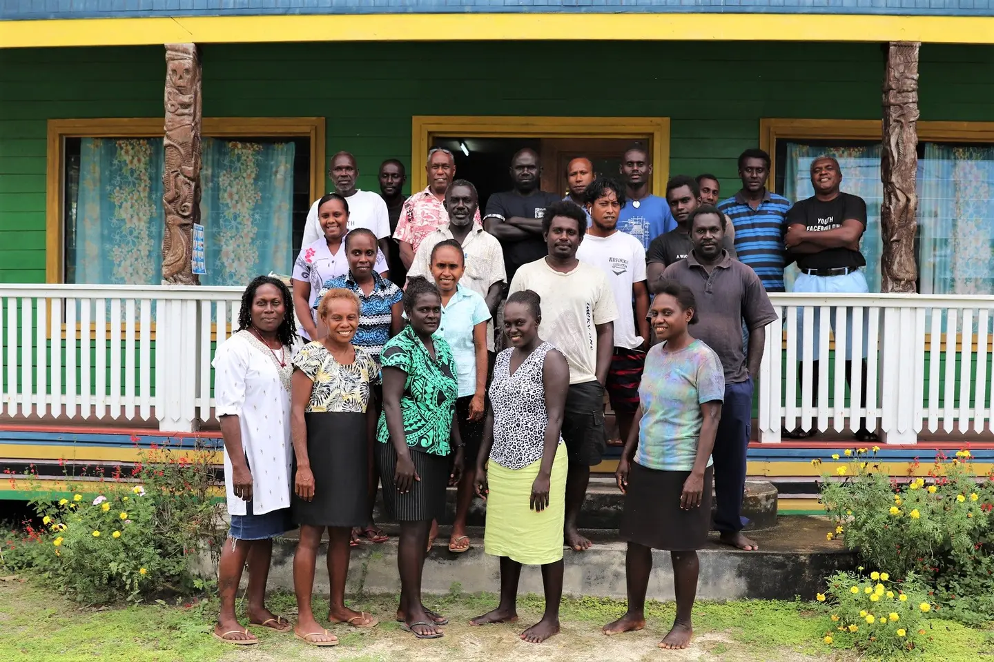 Group photo of UNDP, National Youth Congress and Ministry of Women, Youth, Children and Family Affairs representatives with young leaders at one-week revitalization programme in Choiseul Province.