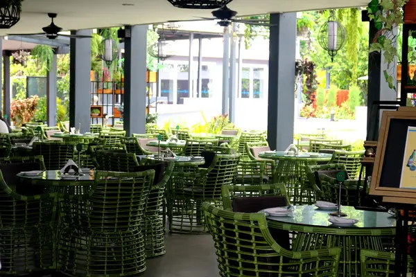 The usually busy Terrace Café at the Heritage Park Hotel on Monday 6th April.