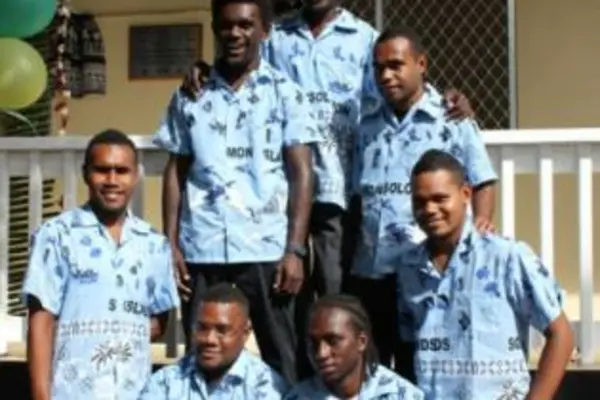 The medical students in front of their new accommodation.