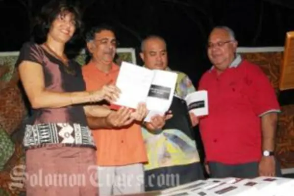 Suva lawyer Imrana Jalal, Suruj Sharma, Feleti Teo and Ratu Joni Madraiwiwi during the launching of the book.

Picture: Sitiveni Moce