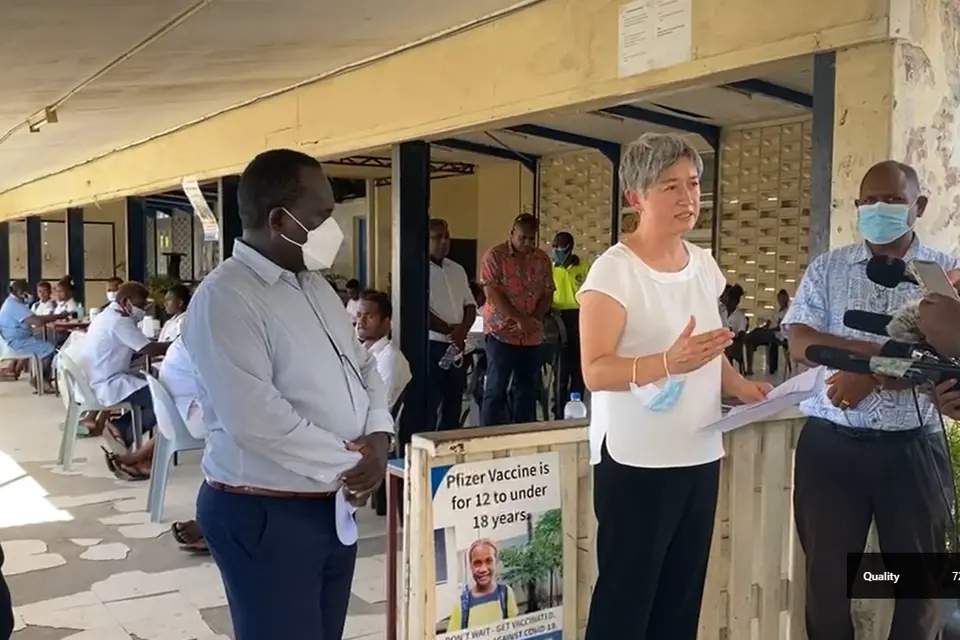 Penny Wong took time to visit King George VI school, there to witness the roll out of the Pfizer vaccine to students at the school - Australia being one of the main funders of the Pfizer vaccine - which ensures students can return to school and resume learning safely.