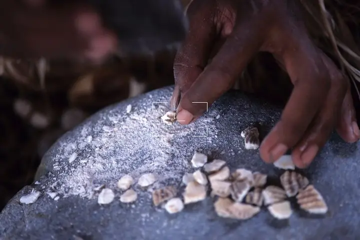 Traditional shell money making in Langa Langa Lagoon, Solomon Islands.