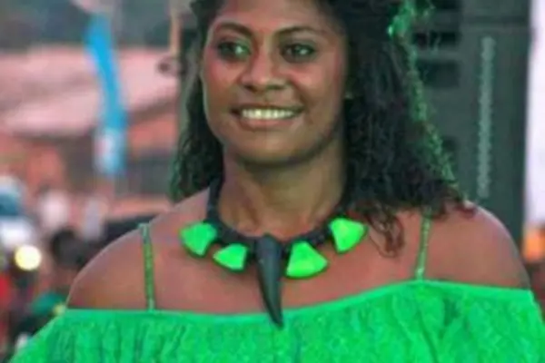 Ann Patricia Naisara modelling a Robert Kennedy dress.