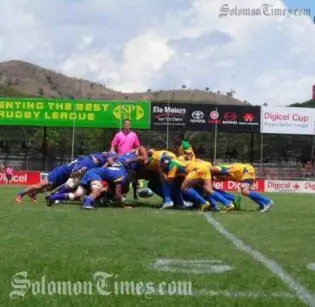 Solomon Islands packing down against Niue at the recent Oceania Rugby Union Cup.