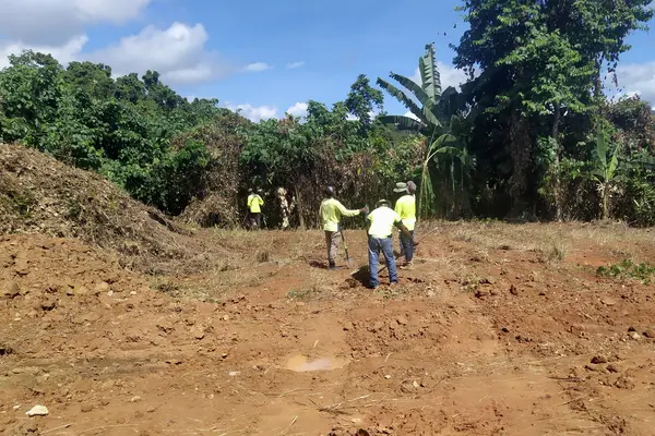 SIEOTEC workers conducting a UXO Clearance exercise on Lot 1 of the Tina River Hydropower Development Project (TRHDP) site.