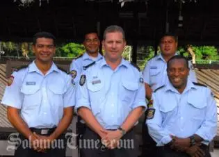 PPF Advisors on the front line, from left: Tukia Langi, Tarry Tarkij, Stuart McDonald, Amataga Potoa'e and Ben Turi work side-by-side with RSIPF officers.