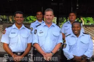 PPF Advisors on the front line, from left: Tukia Langi, Tarry Tarkij, Stuart McDonald, Amataga Potoa'e and Ben Turi work side-by-side with RSIPF officers.