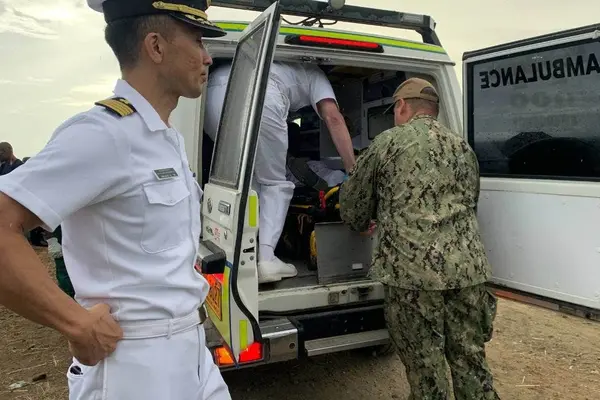 A local attacked and stabbed a Japanese military personnel during a Guadalcanal battle commemoration service on Monday.