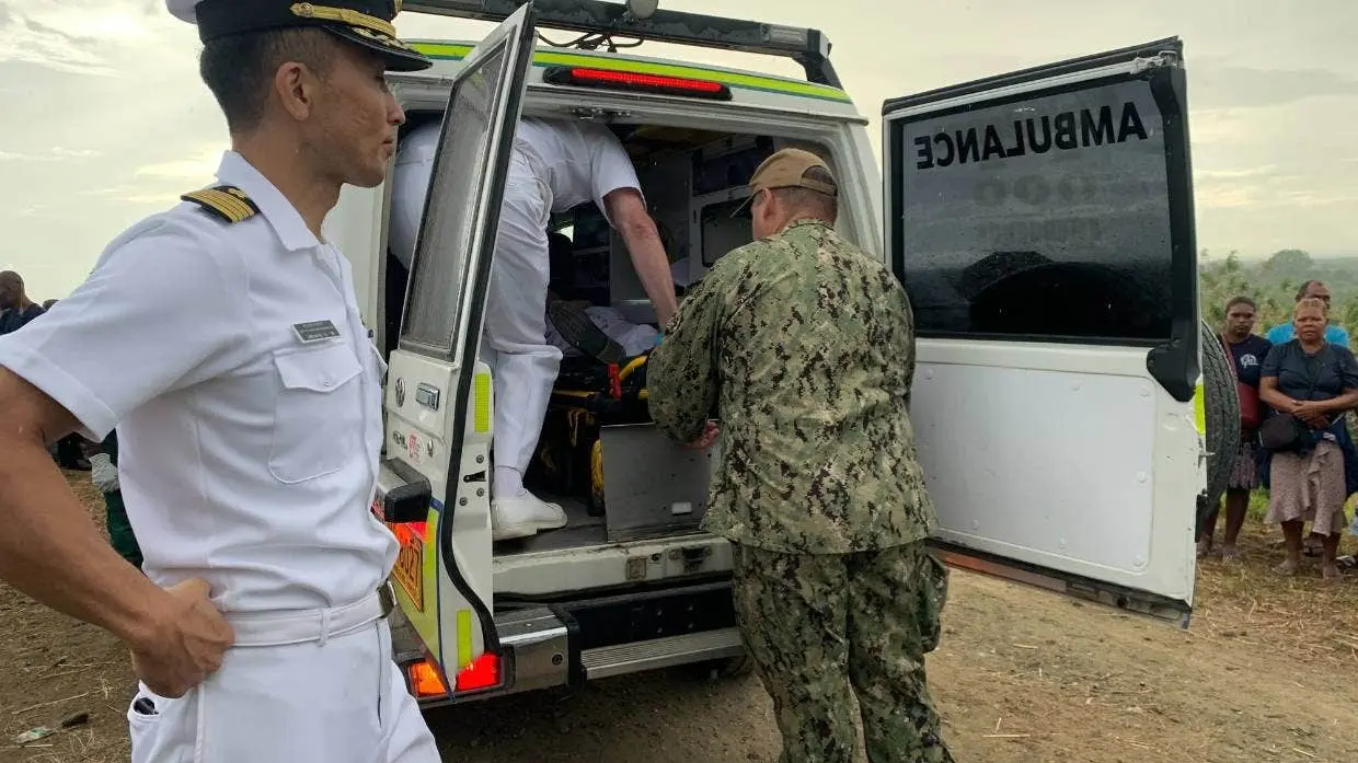 A local attacked and stabbed a Japanese military personnel during a Guadalcanal battle commemoration service on Monday.