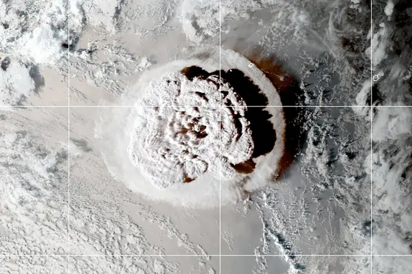 Satellite images showed a huge eruption, generating a mushroom like plume of volcanic ash and steam. Reports say the sonic boom could be heard as far away as Alaska.