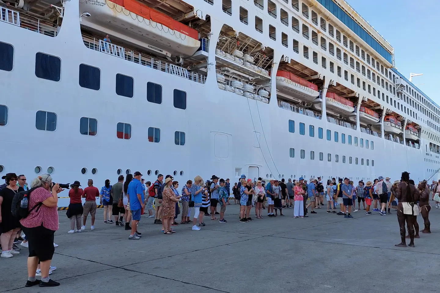The arrival of Pacific Explorer into Honiara yesterday created excitement amongst the locals and provided a boost to the local economy.